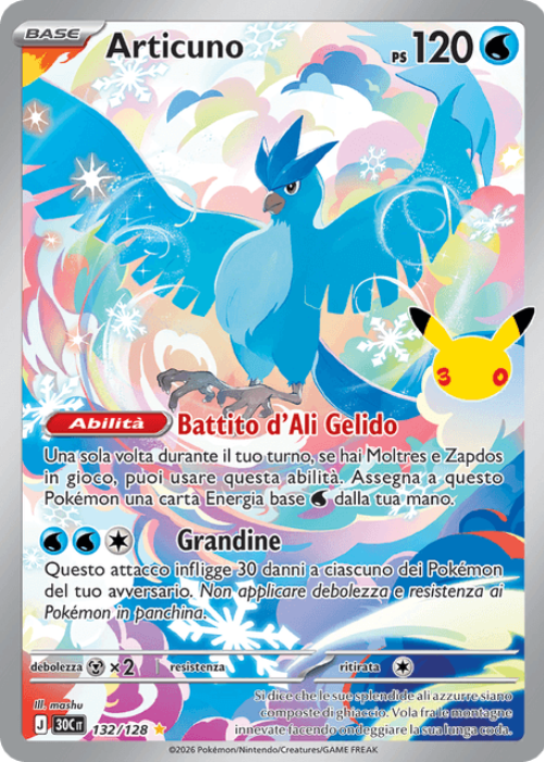 Pokémon Articuno 132/128 30° Anniversario ITA