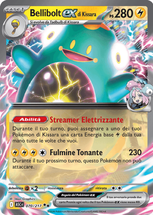 Pokémon Bellibolt ex di Kissara 070/217 Ascesa Eroica ITA