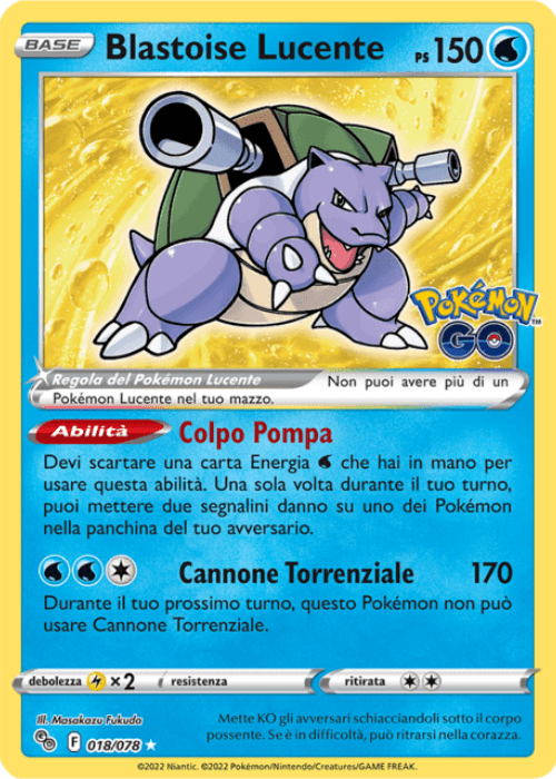 Pokémon Blastoise Lucente 018/078 Pokémon Go ITA
