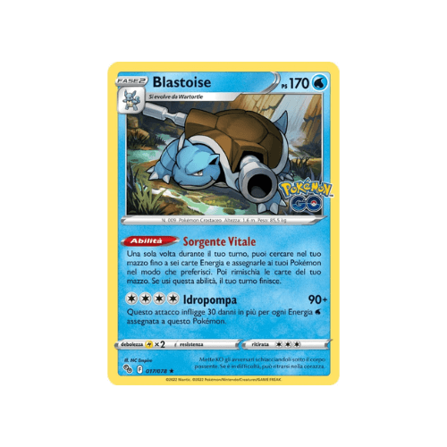 Pokémon Blastoise Holo 017/078 Pokémon Go ITA