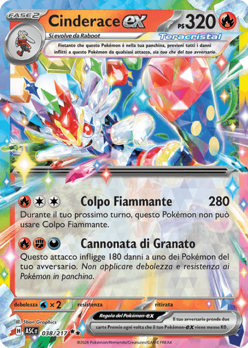 Pokémon Cinderace ex 038/217 Ascesa Eroica ITA
