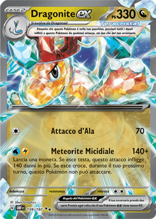 Pokémon Dragonite ex 159/197 Ossidiana Infuocata ITA