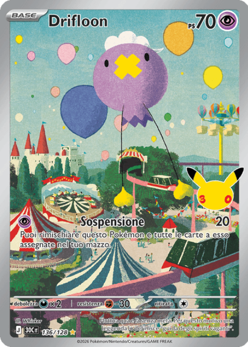 Pokémon Drifloon 136/128 30° Anniversario ITA