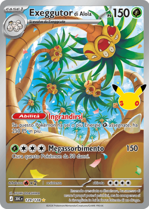 Pokémon Exeggutor di Alola 129/128 30° Anniversario ITA