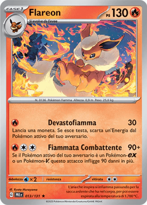 Pokémon Flareon 013/131 Reverse Masterball Evoluzioni Prismatiche ITA