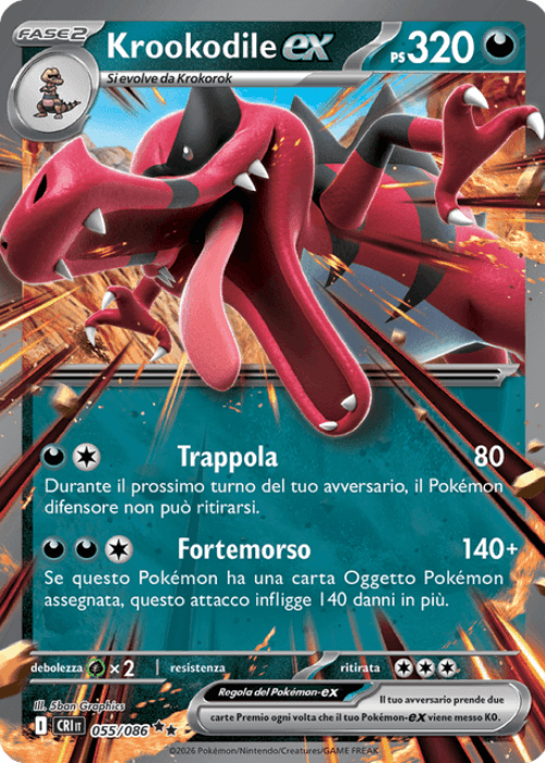 Pokémon Krookodile ex 055/086 Caos Nascente ITA