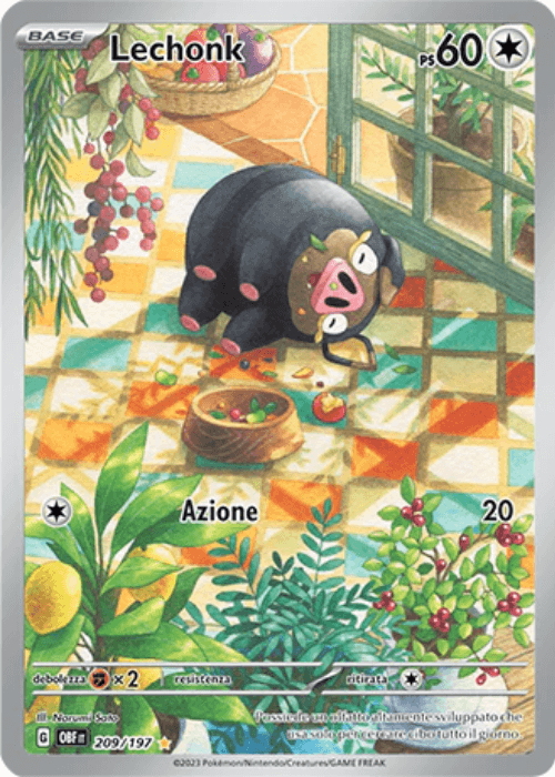 Pokémon Lechonk 209/197 Ossidiana Infuocata ITA