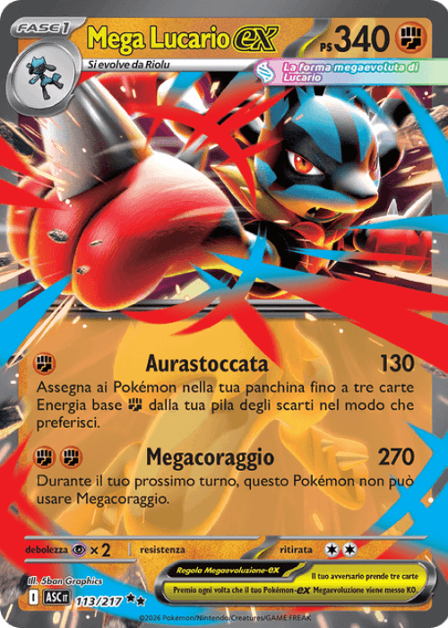 Pokémon Mega Lucario ex 113/217 Ascesa Eroica ITA
