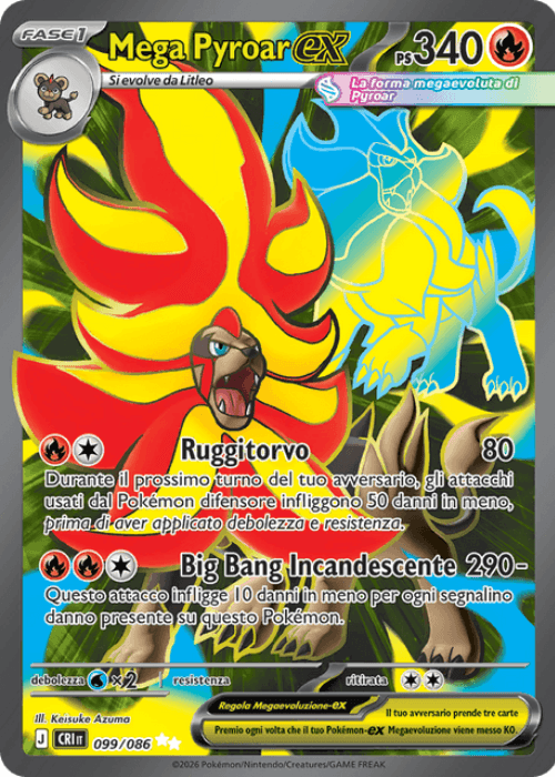Pokémon Mega Pyroar ex 099/086 Caos Nascente ITA
