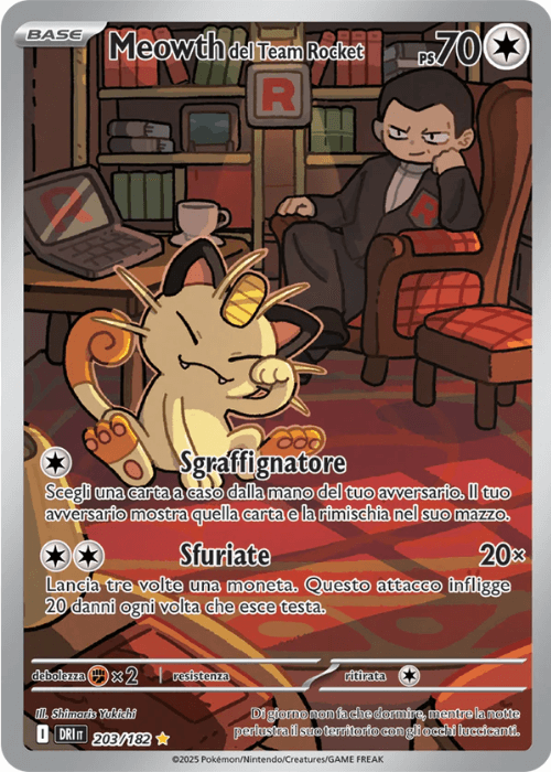Pokémon Meowth del Team Rocket 203/182 Rivali Predestinati ITA