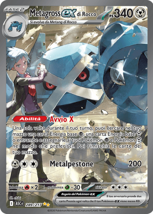 Pokémon Metagross ex di Rocco 289/217 Ascesa Eroica ITA