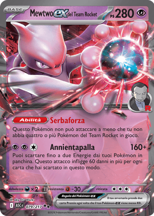 Pokémon Mewtwo ex del Team Rocket 079/217 Ascesa Eroica ITA