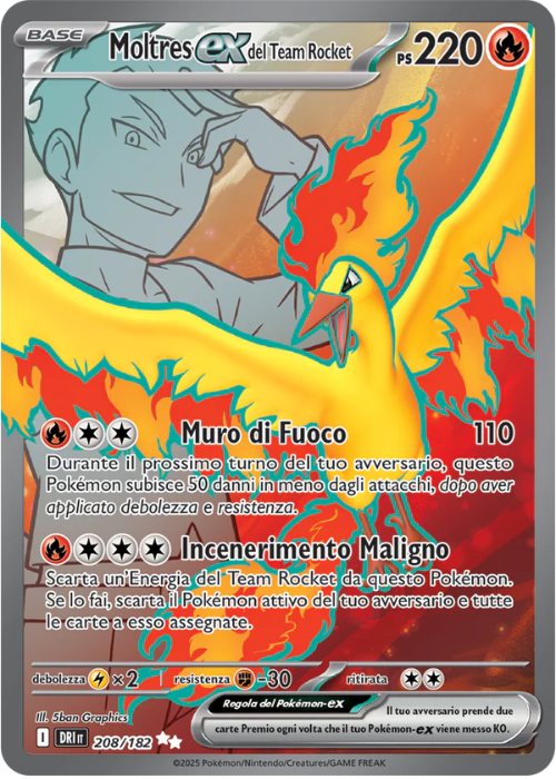 Pokémon Moltres ex del Team Rocket 208/182 Rivali Predestinati ITA