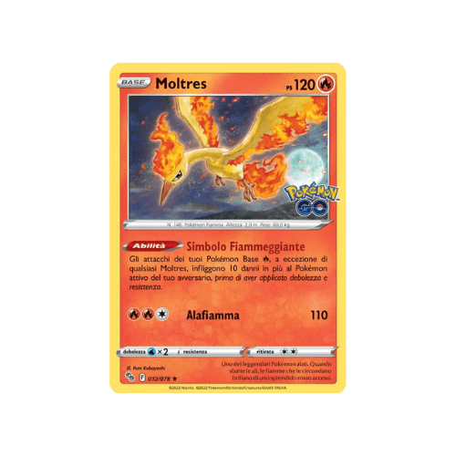 Pokémon Moltres Holo Reverse 012/078 Pokémon Go ITA