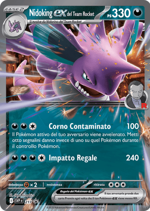 Pokémon Nidoking ex del Team Rocket 217 Promo Scarlatto & Violetto ITA