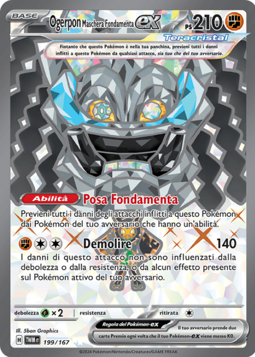Pokémon Ogerpon Maschera Fondamenta ex 199/167 Crepuscolo Mascherato ITA