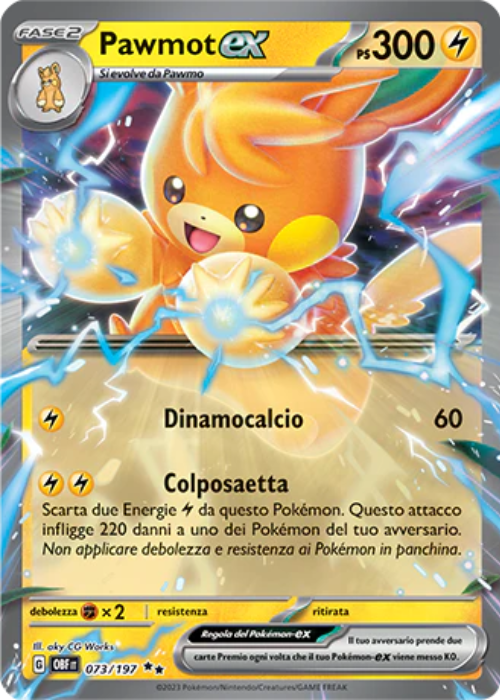 Pokémon Pawmot ex 073/197 Ossidiana Infuocata ITA