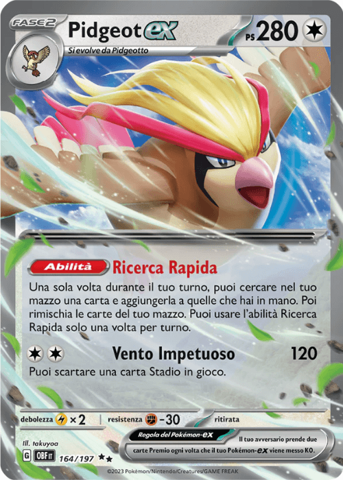 Pokémon Pidgeot ex 164/197 Ossidiana Infuocata ITA