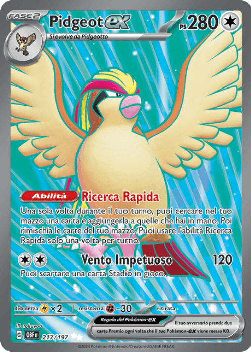 Pokémon Pidgeot ex 217/197 Ossidiana Infuocata ITA