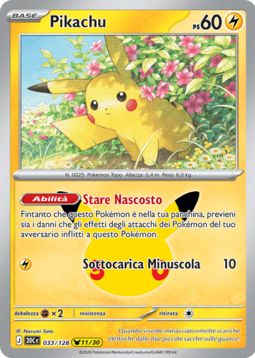 Pokémon Pikachu 033/128 30° Anniversario ITA