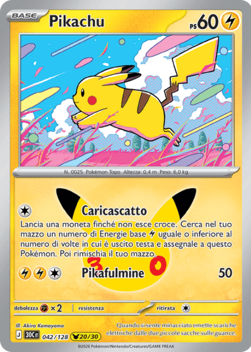 Pokémon Pikachu 042/128 30° Anniversario ITA