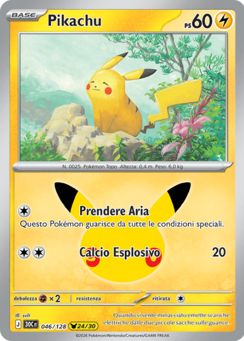 Pokémon Pikachu 046/128 30° Anniversario ITA