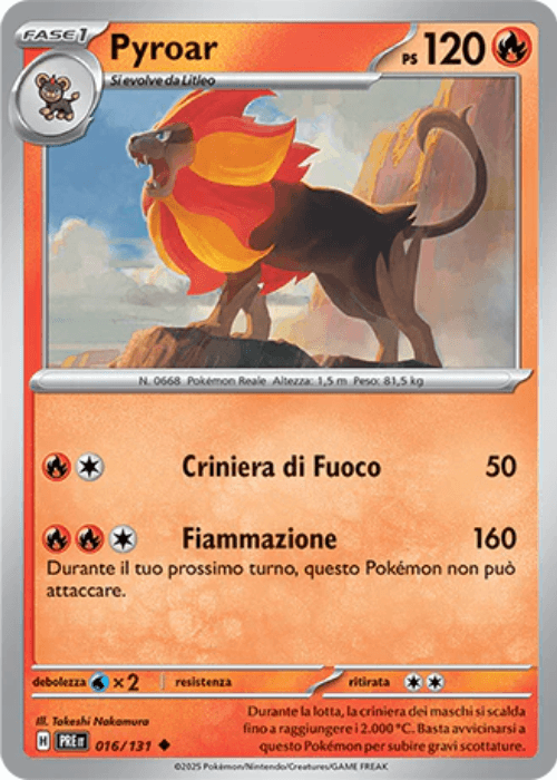 Pokémon Pyroar 016/131 Reverse Masterball Evoluzioni Prismatiche ITA