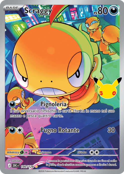 Pokémon Scraggy 140/128 30° Anniversario ITA