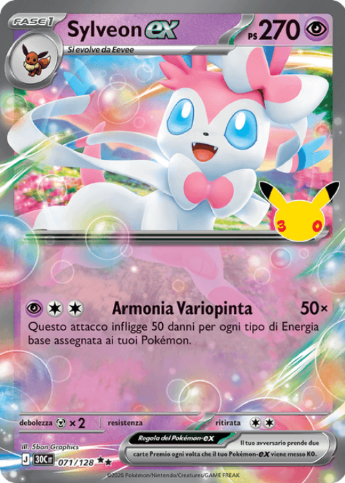 Pokémon Sylveon ex 071/128 30° Anniversario ITA