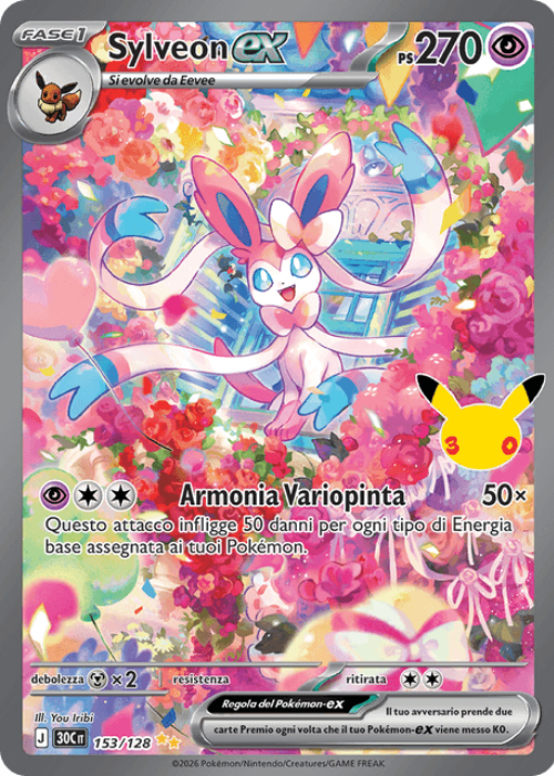 Pokémon Sylveon ex 153/128 30° Anniversario ITA