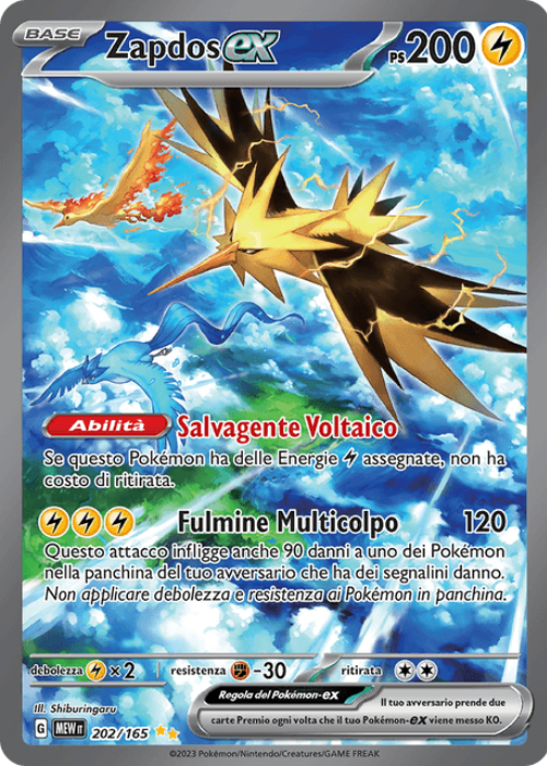 Pokémon Zapdos ex 202/165 151 ITA