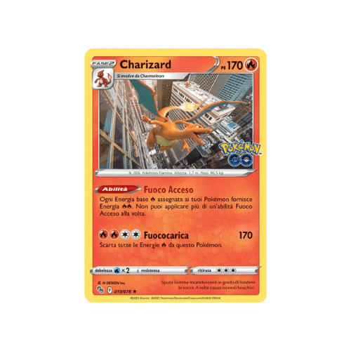 Pokémon Charizard Holo Reverse 010/078 Pokémon Go ITA