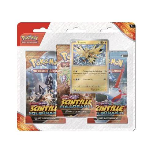 Pokémon Scintille Folgoranti 3 Pack Blister Zapdos ITA