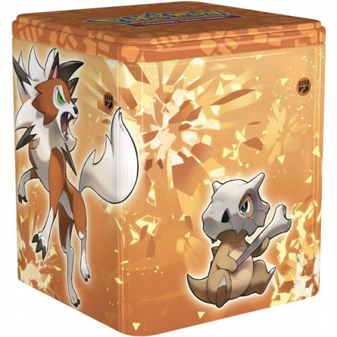Pokèmon Stacking Tin Lotta Mienfoo Sirfetch'd Cubone Lycanroc Forma Crepuscolo ITA
