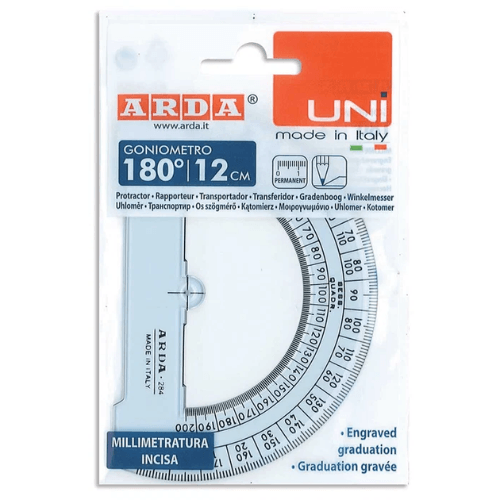 ARDA Goniometro 180° 12 cm in Plastica Trasparente