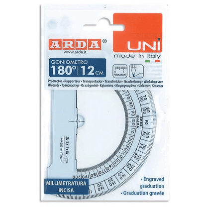 ARDA Goniometro 180° 12 cm in Plastica Trasparente