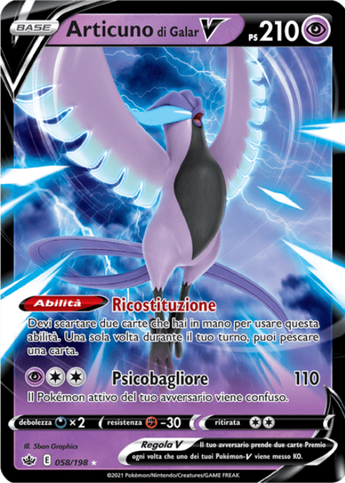Pokémon Articuno di Galar V 058/198 Regno Glaciale ITA