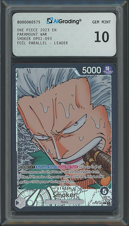 One Piece Smoker OP02-093 V.2 Alternate Art AiGrading Voto 10