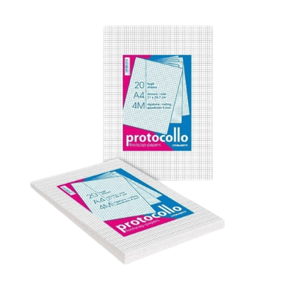 Blasetti Fogli Protocollo A4 Quadretti 5 mm Senza Margine 20 Fogli