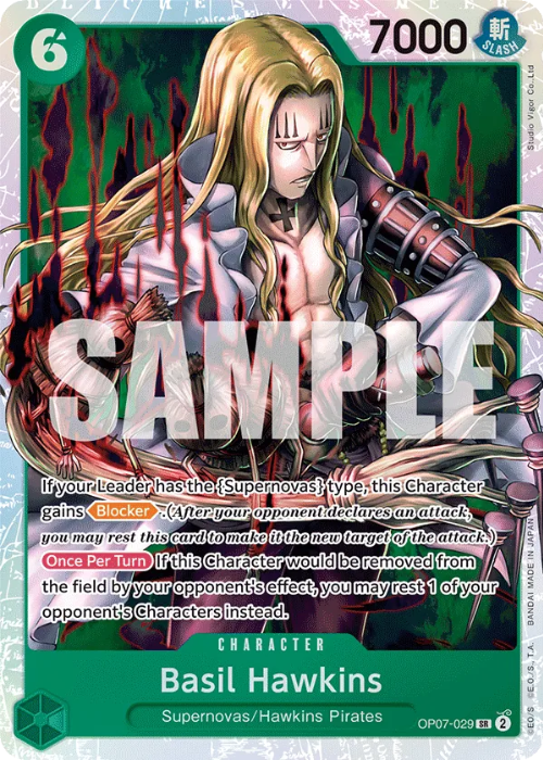 One Piece Basil Hawkins Super Rare OP07-029 ENG