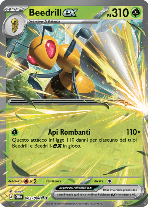 Pokémon Beedrill ex 003/086 Caos Nascente ITA