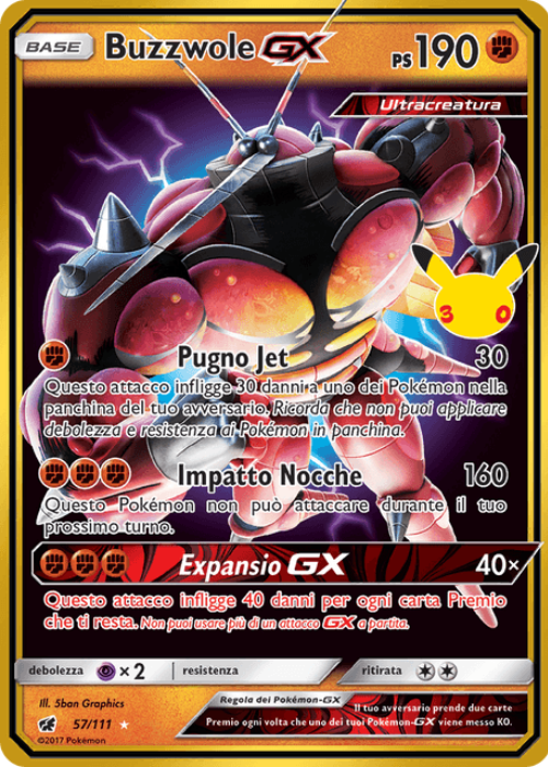 Pokémon Buzzwole GX CIN 57 30° Anniversario ITA