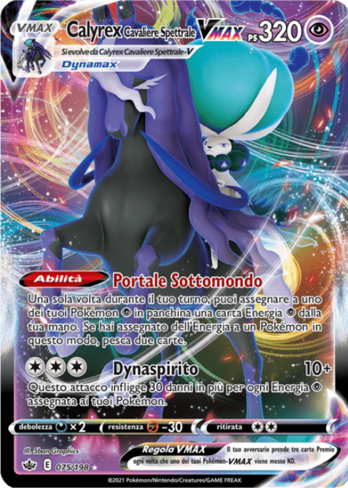 Pokémon Calyrex Cavaliere Spettrale VMAX 075/198 Regno Glaciale ITA