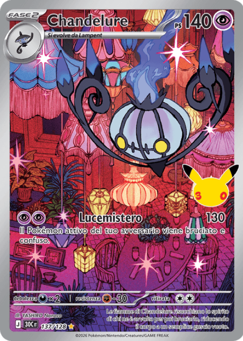 Pokémon Chandelure 137/128 30° Anniversario ITA