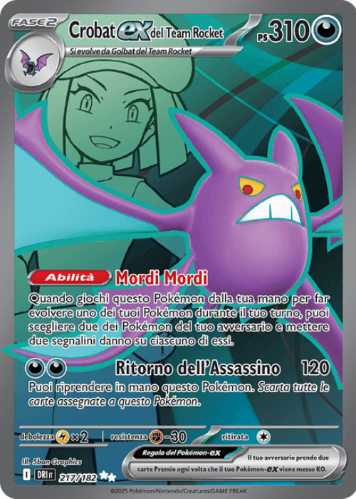 Pokémon Crobat ex del Team Rocket 217/182 Rivali Predestinati ITA