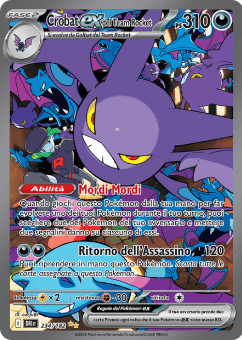 Pokémon Crobat ex del Team Rocket 234/182 Rivali Predestinati ITA