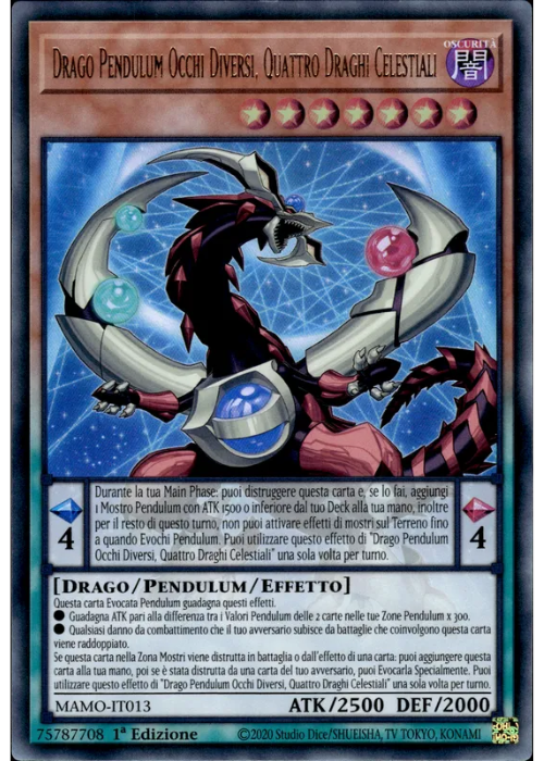 Yu-Gi-Oh! Drago Pendulum Occhi Diversi, Quattro Draghi Celestiali MAMO 013 I Magnifici Monstri ITA