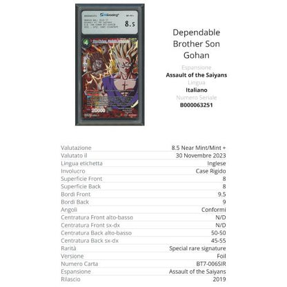 Dragon Ball Super Assault of the Saiyans Son Gohan, Fratello Affidabile AiGrading Voto 8,5