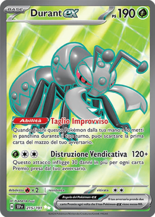 Pokémon Durant ex 215/191 Scintille Folgoranti ITA