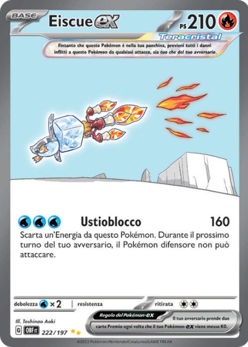 Pokémon Eiscue ex 222/197 Ossidiana Infuocata ITA